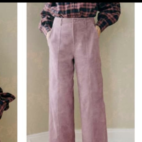 Sezane Pants - Sezane Damiano Trousers in Wisteria 100% Suede Sz 40 / US 8